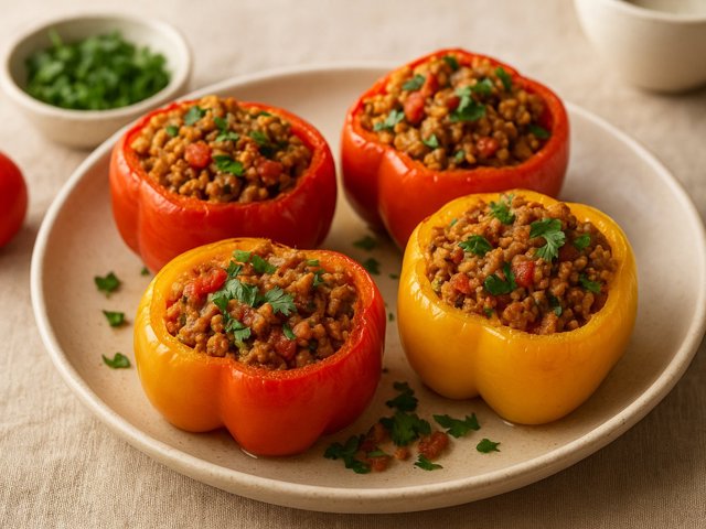 Stuffed Bell Peppers With Ground Turkey
