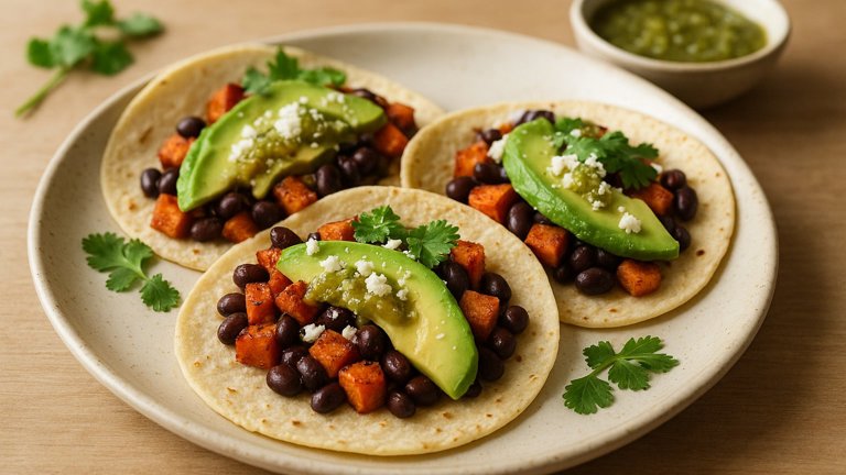 Sweet Potato, Avocado And Black Bean Tacos