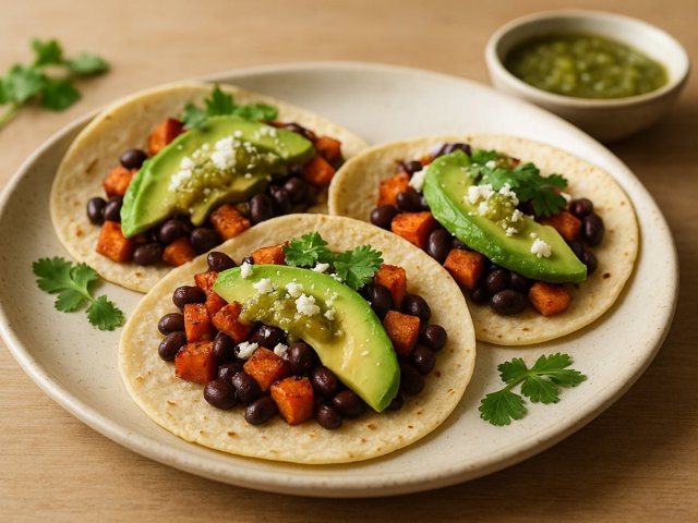 Sweet Potato, Avocado And Black Bean Tacos