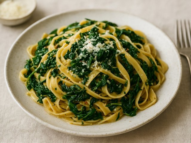 Tagliatelle With Wilted Greens