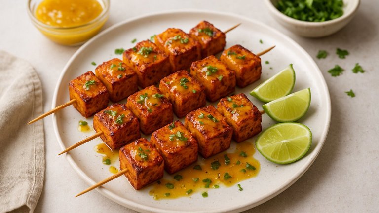 Tandoori Tofu Kebabs With Mango & Lime Glaze
