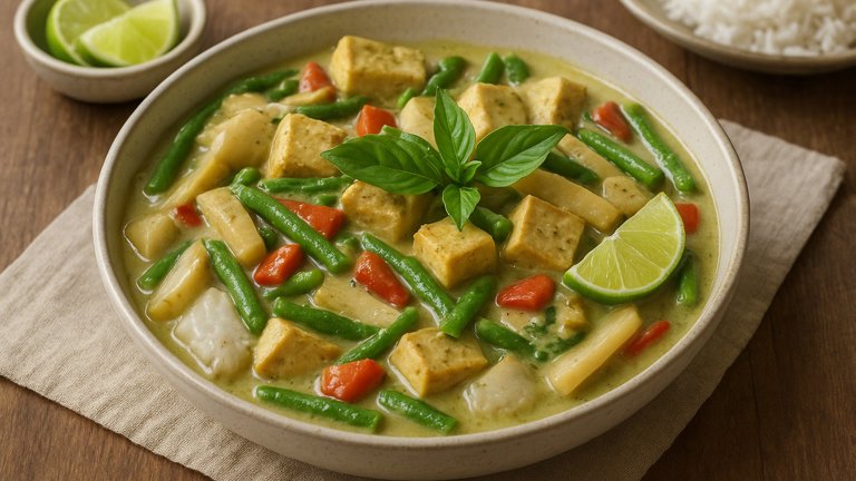 THAI Green Curry: With Tofu And Rice Cakes
