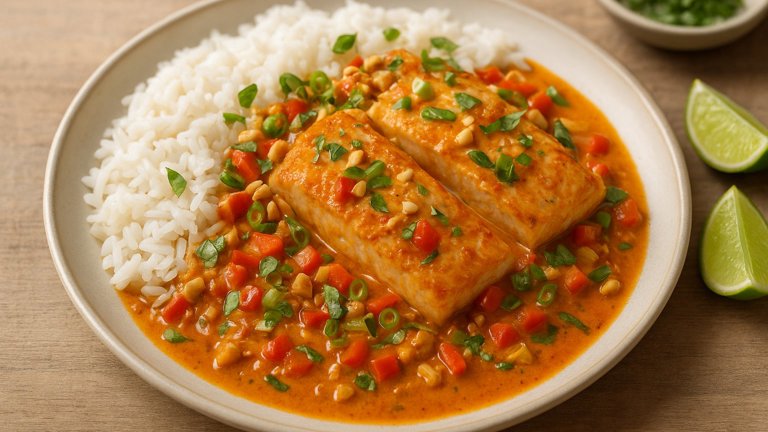 THAI RED Curry Rice: With Halibut