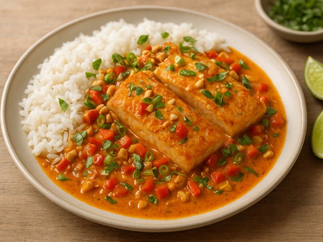 THAI RED Curry Rice: With Halibut