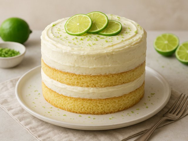 Three-Layer Key Lime Cake With Key Lime Buttercream Frosting