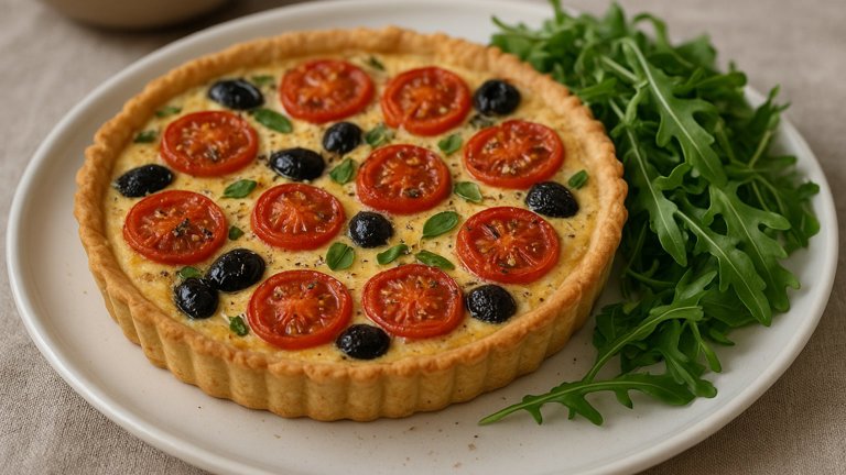 Tomato, Oregano And Black Olive TART