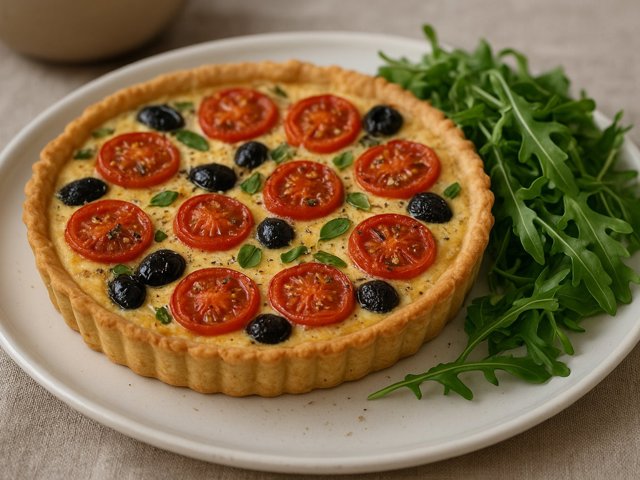Tomato, Oregano And Black Olive TART