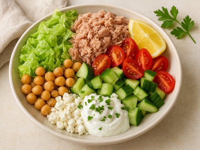 Tuna Chickpea Mediterranean Bowl