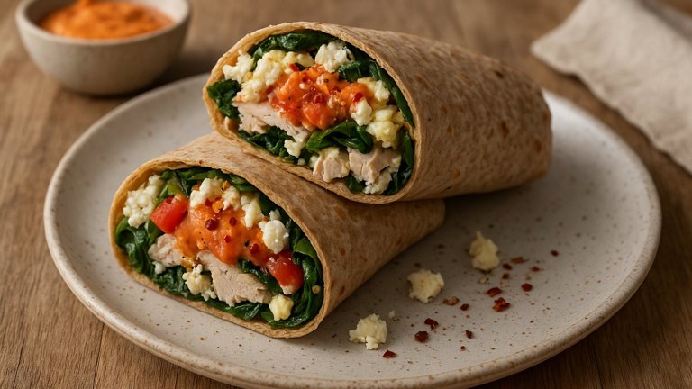 Turkey, Spinach &Amp; Feta Breakfast Wrap