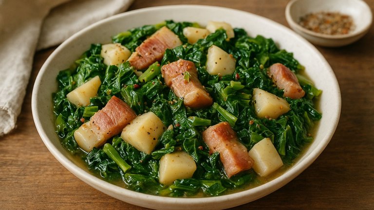 Turnip And Mustard Greens With Salt Pork