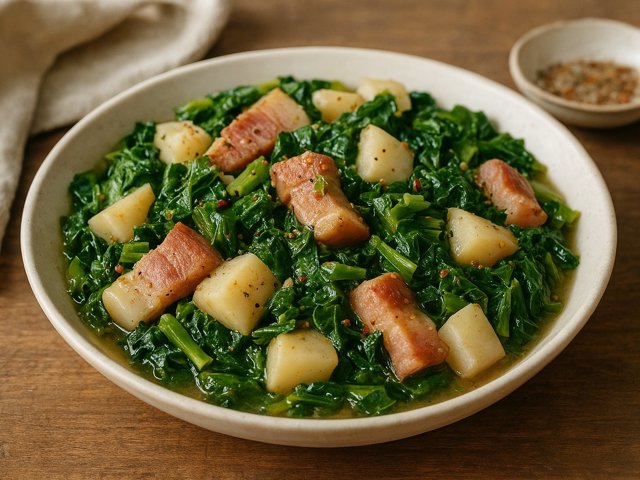 Turnip And Mustard Greens With Salt Pork