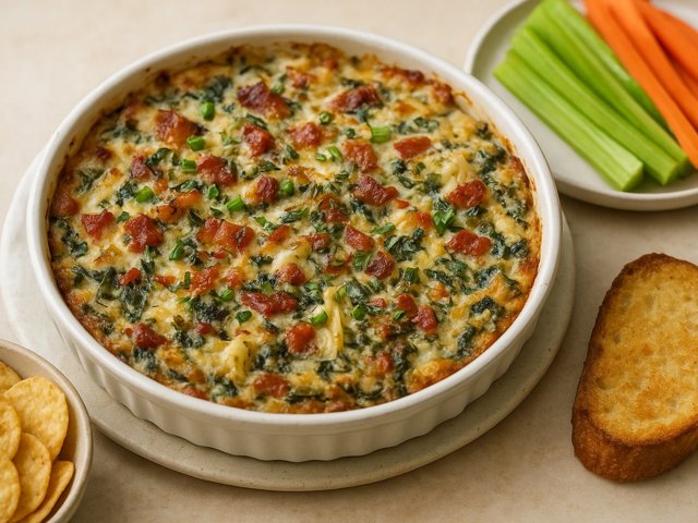 Turnip Greens And Artichoke Au Gratin Dip
