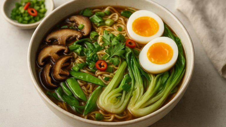 Vegetable Ramen With Mushrooms And Bok Choy