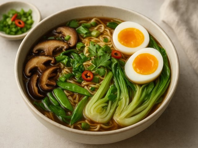 Vegetable Ramen With Mushrooms And Bok Choy
