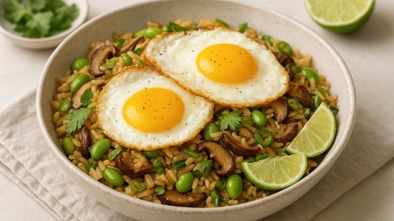 Vegetarian Fried Rice With Shiitakes And Edamame