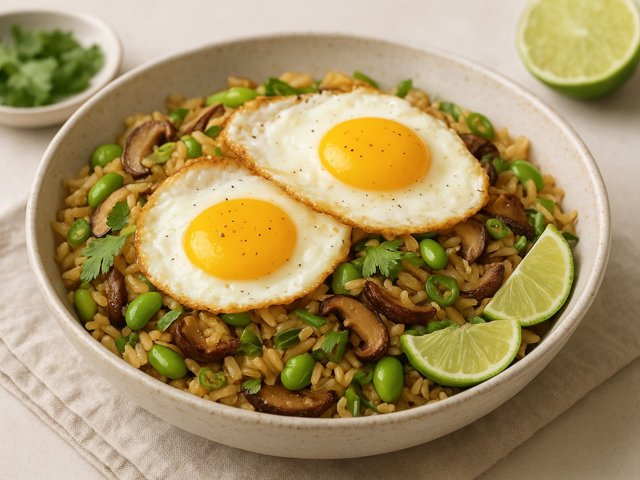 Vegetarian Fried Rice With Shiitakes And Edamame