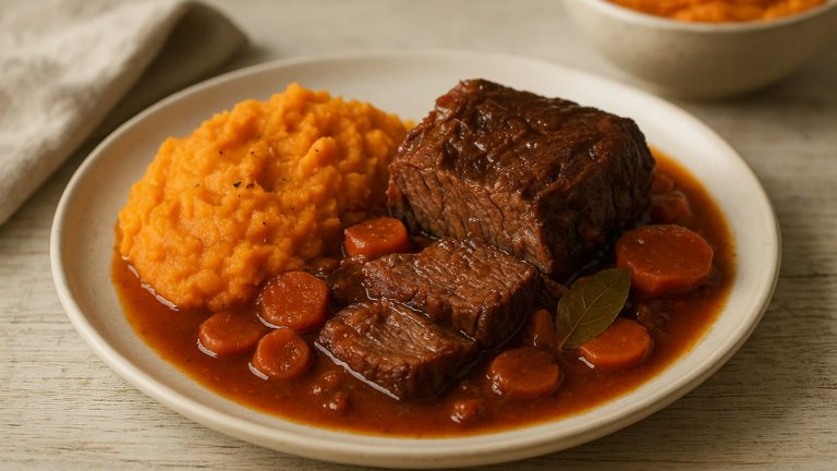 WALK-AWAY POT ROAST WITH MASHED SWEET POTATOES
