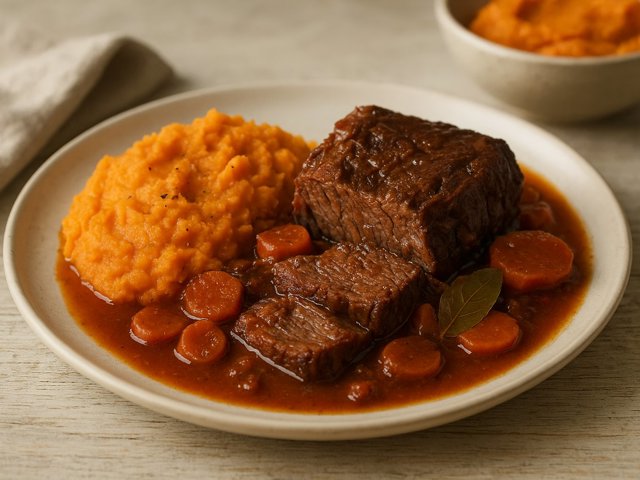 Walk-Away Pot Roast With Mashed Sweet Potatoes