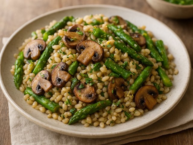 Warm Barley, Mushroom, And Asparagus Salad