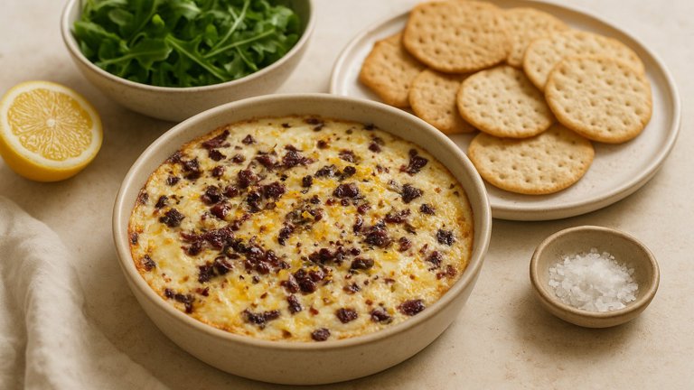 WARM Ricotta DIP WITH Olives AND Lemon