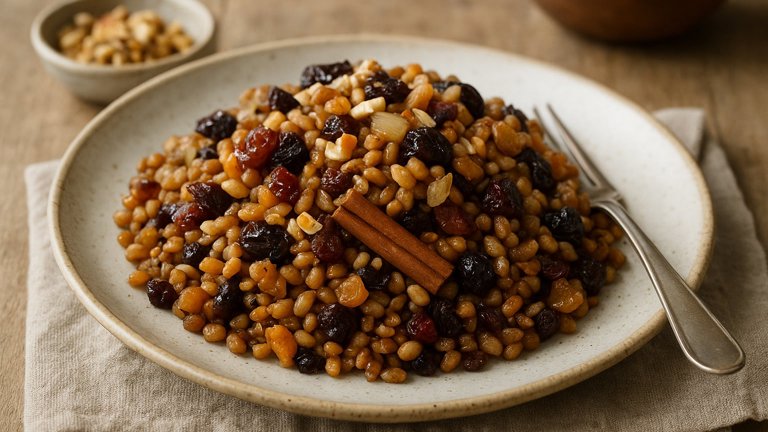 Wheat Berries With Sautéed Onions And Dried Fruits