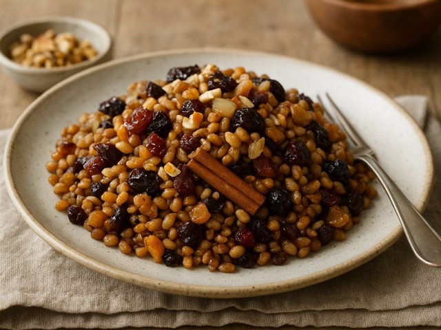 Wheat Berries With Sautéed Onions And Dried Fruits