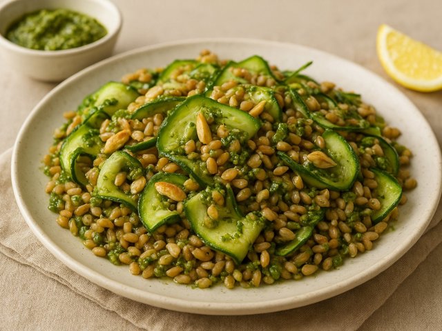 Wheat Salad With Pesto And Zucchini