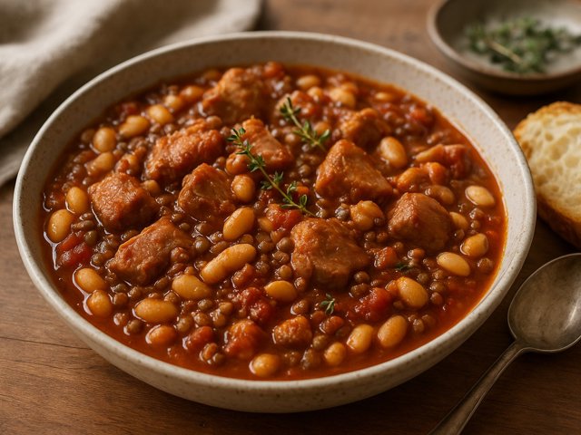 White Bean Cassoulet With Pork & Lentils