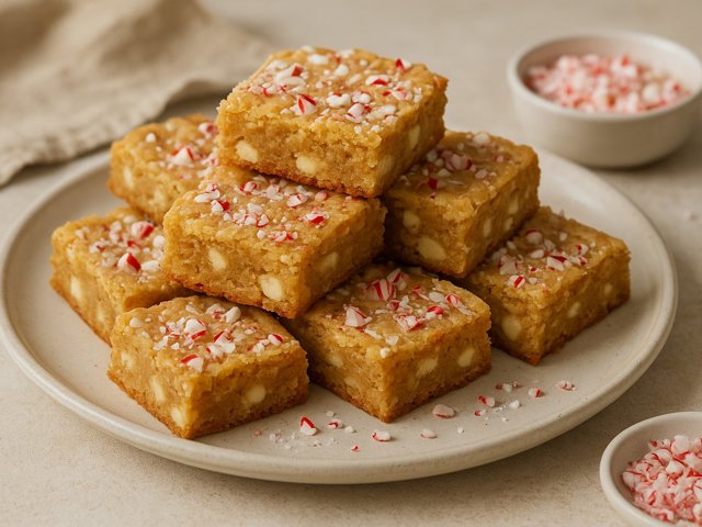 White Chocolate & Peppermint Blondies