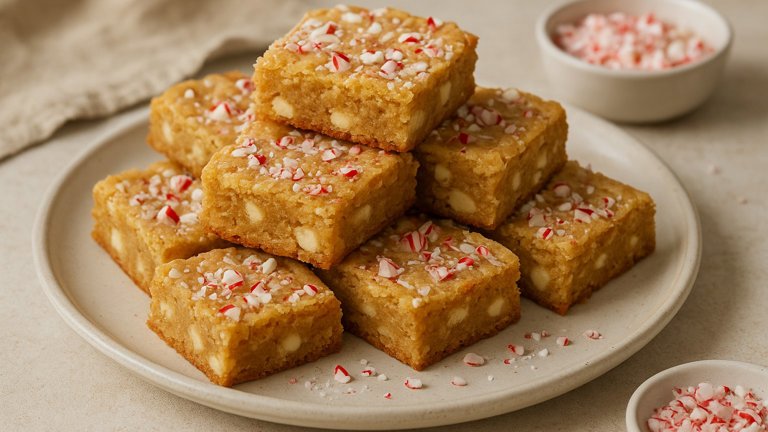 White Chocolate & Peppermint Blondies