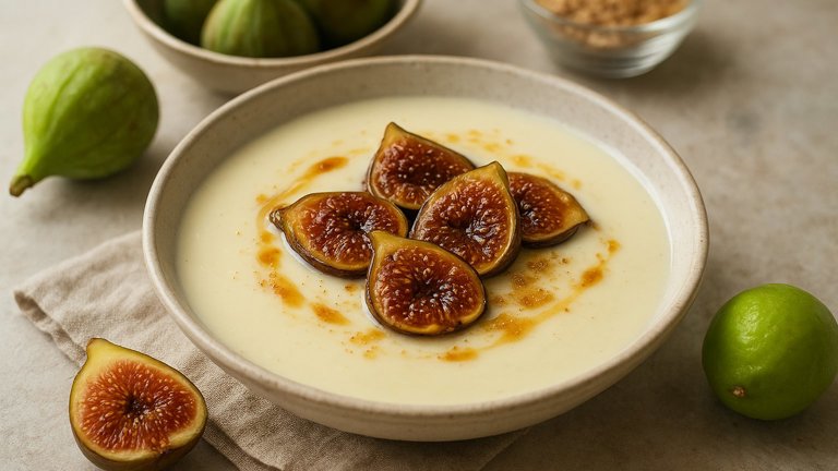 White Chocolate SOUP With Caramelised FIGS