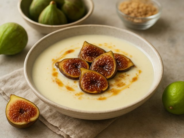 White Chocolate SOUP With Caramelised FIGS