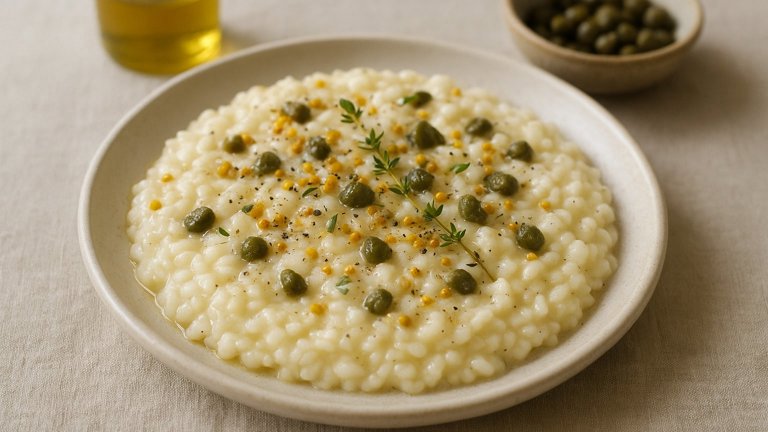 WHITE RISOTTO with BEE POLLEN and CAPERS