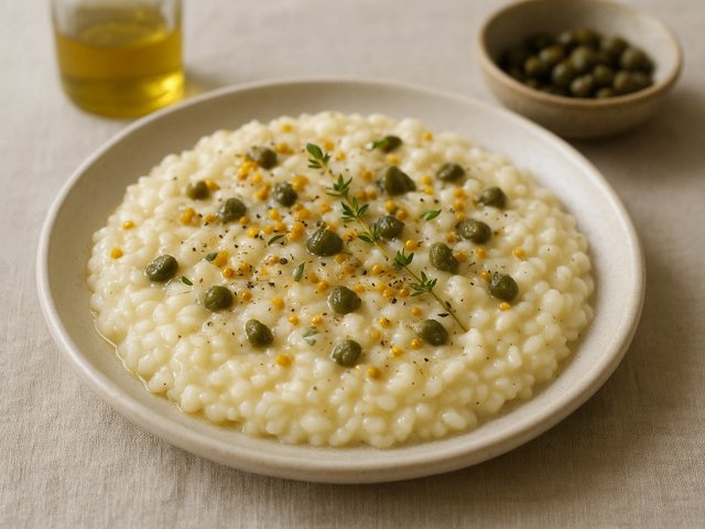 White Risotto With BEE Pollen And Capers