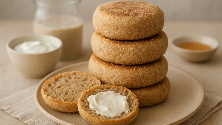 Whole Grain Sourdough English Muffins