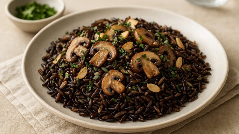 Wild Rice With Sautéed Mushrooms