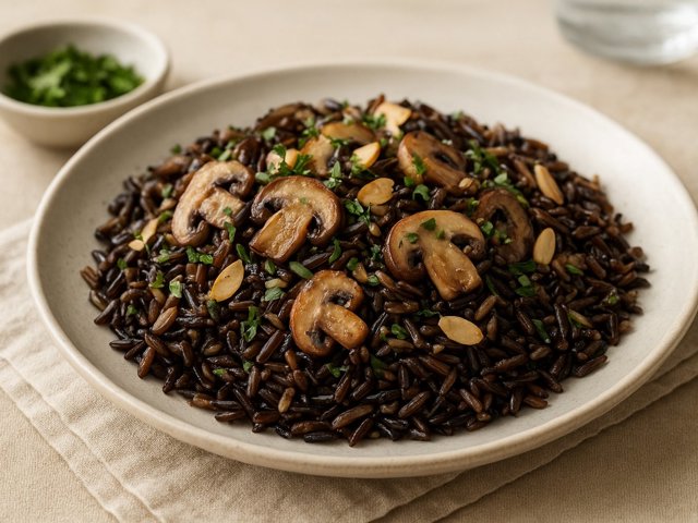 Wild Rice With Sautéed Mushrooms