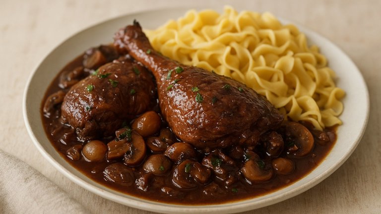 Wild Turkey Or Goose Legs Braised In Red Wine