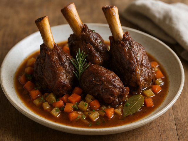 Wine-Braised Smoked Lamb Shanks