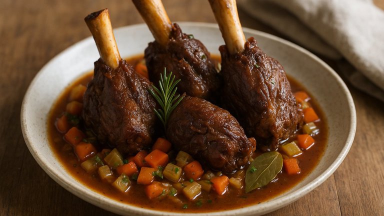 Wine-Braised Smoked LAMB Shanks