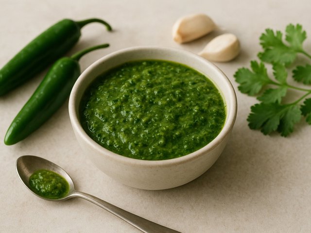 Zhug (Yemeni Cilantro-Chile Sauce)